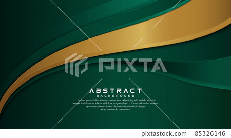 Abstract luxury dark green and gold overlap layers background. Modern 3d style paper cut concept. Luxury and elegant wave shapes template elements. Vector illustration 85326146