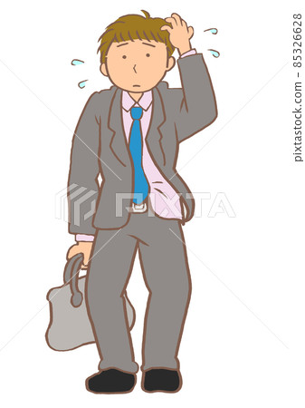 成人發育障礙：一個穿著邋遢西裝、滿臉愁容的年輕人 85326628