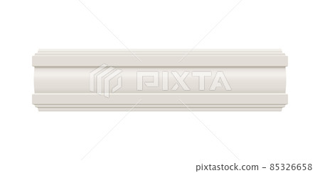 White skirting cornice moulding. Ceiling crown baseboard on white background. 85326658