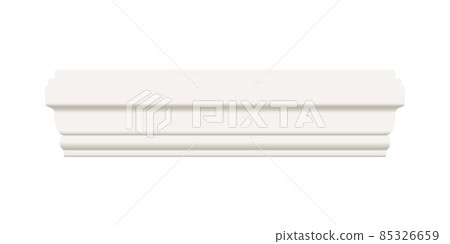 White skirting cornice molding. Ceiling crown baseboard isolated from background 85326659