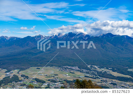 A great view of Yatsugatake from Mt. Nyukasa in autumn A great view of Yatsugatake from Mt. Nyukasa in autumn 85327623