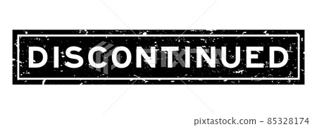 Grunge black discontinued word square rubber seal stamp on white background 85328174