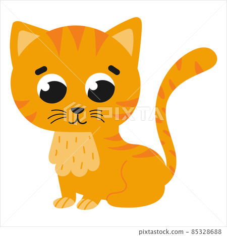 Cute red cat in cartoon style isolated on white background, farm animal, rural lifestile concept for children books 85328688
