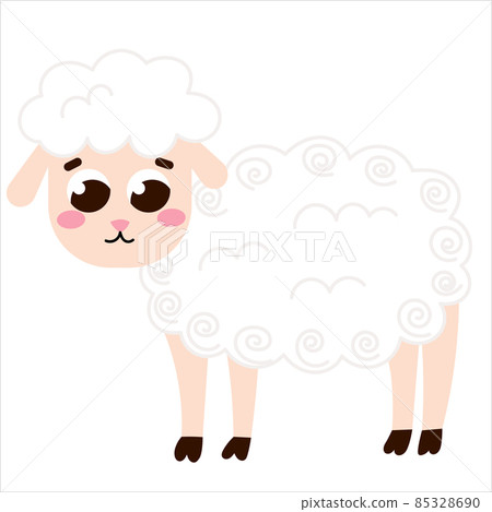 Cute sheep in cartoon style isolated on white background, farm animal, rural lifestile concept for children books 85328690