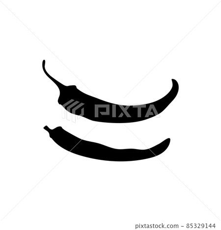 Silhouettes two hot chili peppers. 85329144