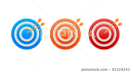 Target customer with an arrow flat icon concept market goal vector picture image. Concept target market, audience, group, consumer. 85329243