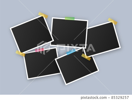 Photo frame mockup design. Realistic photograph with blank space for your image. Vector stock illustration. 85329257