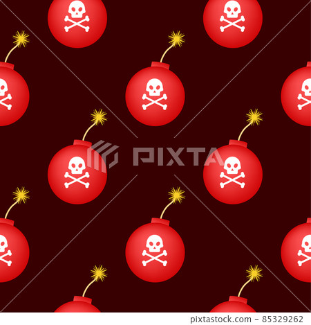 Red bomb dangerous pixel on dark background. Vector illustration. 85329262