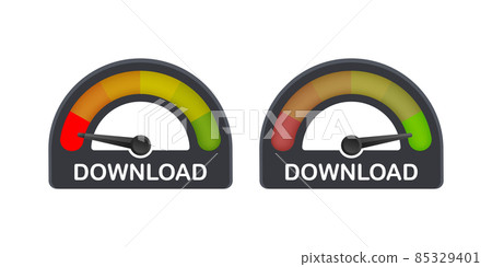 Download score, indicator isolated on white bacgound. Tachometer icon isolated. Car speed. 85329401