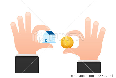 Illustration with money vs house for concept design. Business concept. Financial investment. Vector illustration. Illustration with money vs house for concept design. Business concept. Financial investment. Vector illustration. 85329481