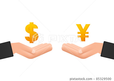 Money exchange icon with hands. Banking sign. lira and Dollar Cash transfer symbol. Vector stock illustration. Money exchange icon with hands. Banking sign. lira and Dollar Cash transfer symbol. Vector stock illustration. 85329500