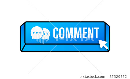 Flat blue comment button. Flat vector. Computer mouse click. Navigation pointer. 85329552