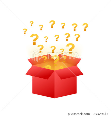 Mystery box. Packaging for concept design. Surprise present. Package design. Help symbol. Question mark icon. Vector stock illustration. Mystery box. Packaging for concept design. Surprise present. Package design. Help symbol. Question mark icon. Vector stock illustration. 85329615