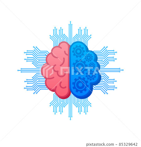 Digital brain in 3d style on light background. Big data vector background. Business vector icon. 85329642
