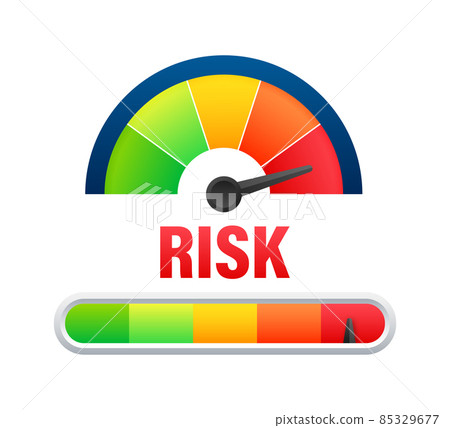 Risk icon on speedometer. High risk meter.... - Stock Illustration ...