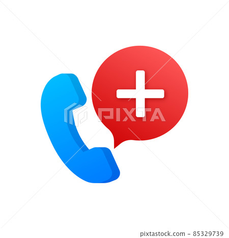 Flat illustration with red emergency call for...-插圖素材 [85329739] - PIXTA圖庫