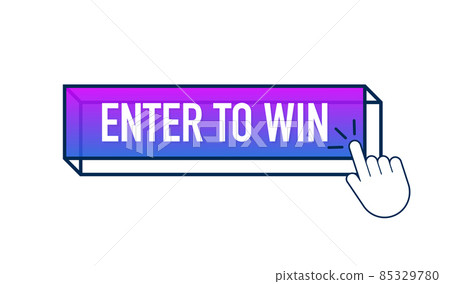 3d enter to win button for web background design. Click button isolated. 3d enter to win button for web background design. Click button isolated. 85329780