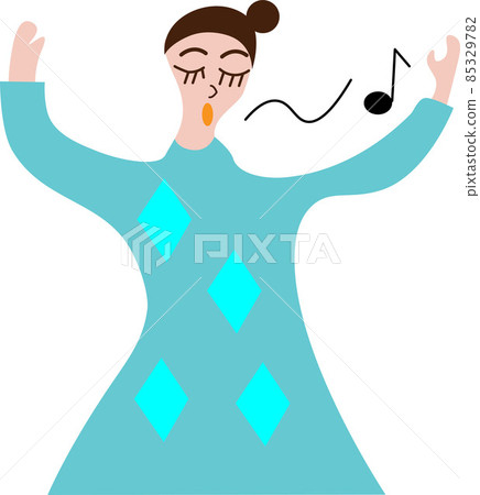 一位身著淺藍色服裝的女歌劇演員的插圖 85329782