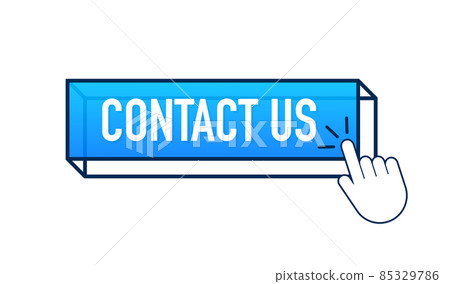 Contact us sign. Contact us blue sticker on white baclground. Contact us sign. Contact us blue sticker on white baclground. 85329786