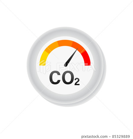 Illustration with co2 indicator. Ecology design on white background. Vector illustration. Illustration with co2 indicator. Ecology design on white background. Vector illustration. 85329889