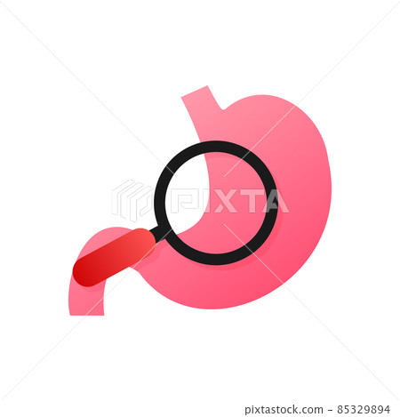 Stomach endoscopy. Endoscope in stomach through esophagus. Vector stock illustration. Stomach endoscopy. Endoscope in stomach through esophagus. Vector stock illustration. 85329894