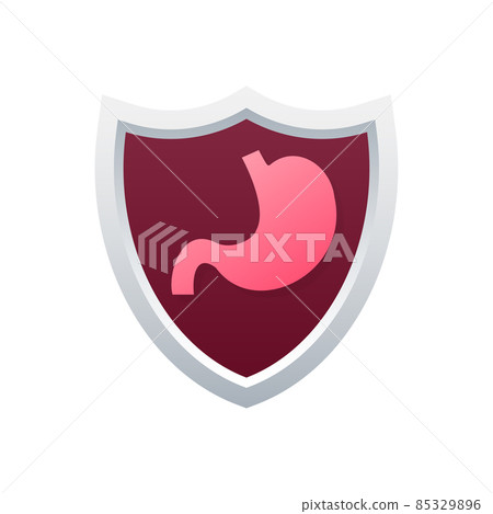 Stomach protection, Healthy protected intestine. Digestive system protection. Vector stock illustration. Stomach protection, Healthy protected intestine. Digestive system protection. Vector stock illustration. 85329896