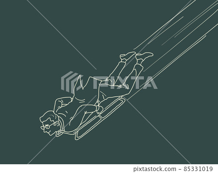 Businessman athlete goes down on a sled, speed active sports Businessman athlete goes down on a sled, speed active sports 85331019
