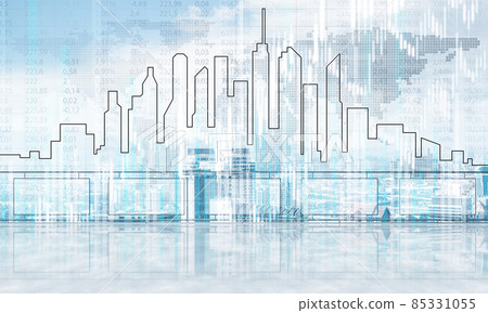 Concept of global communication and networking with world map over cityscape Concept of global communication and networking with world map over cityscape 85331055