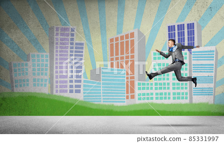 Businessman jumping high 85331997