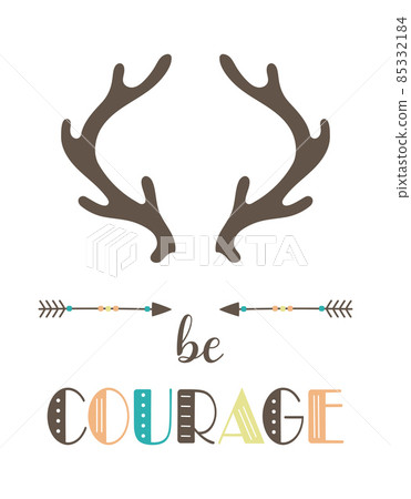 cute tribal card with horns and lettering 85332184