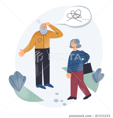 Elderly people with dementia health problem, forgetful man in need of help from passersby Elderly people with dementia health problem, forgetful man in need of help from passersby 85333243