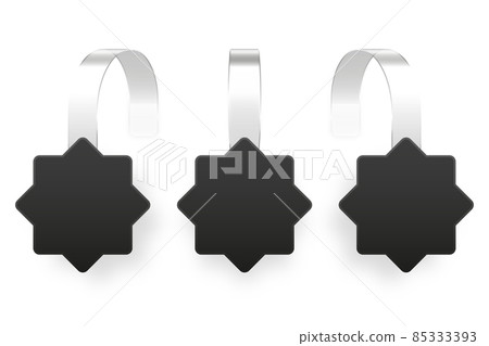 Blank supermarket promotional wobblers isolated on white background. Realistic wobbler template for 85333393