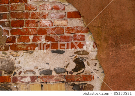 Old aged yellow orange red brick wall texture background Old aged yellow orange red brick wall texture background 85333551