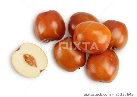 jujube or chinese date isolated on white background with clipping path. Top view. Flat lay 85333642