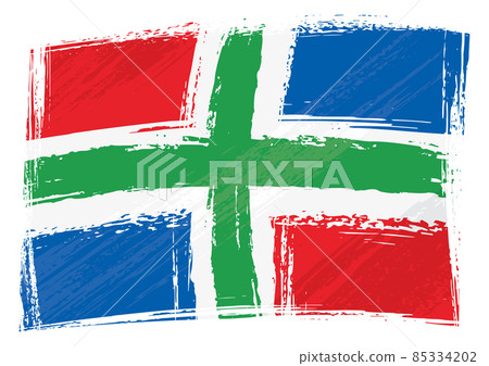 Grunge painted Groningen region of Netherlands flag Grunge painted Groningen region of Netherlands flag 85334202