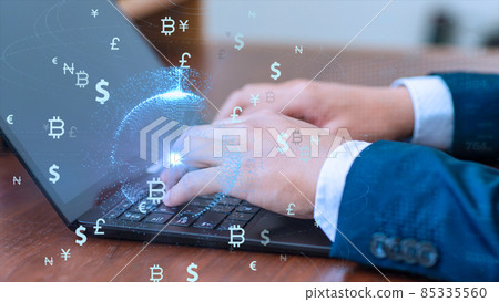 Connection between digital currency and traditional currency Image of globalized digital currency Connection between digital currency and traditional currency Image of globalized digital currency 85335560