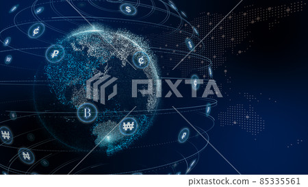 Connection between digital currency and traditional currency Image of globalized digital currency 85335561