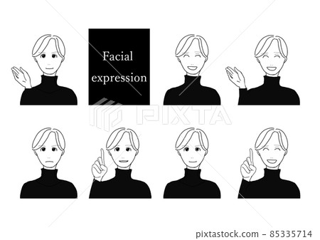 女性的各種面部表情 女性的各種面部表情 85335714