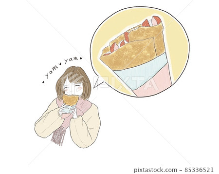 吃薄餅的可愛女孩 85336521