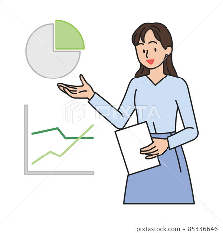 woman employee making presentations on company growth woman employee making presentations on company growth 85336646