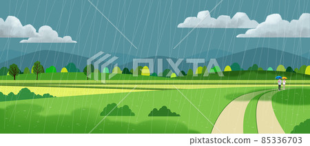 people with umbrella, rainy season in Korean province 85336703