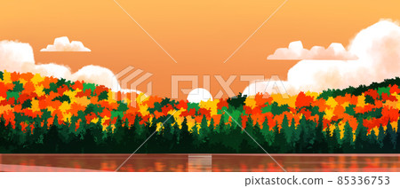 Autumn forest landscape in sunset Autumn forest landscape in sunset 85336753