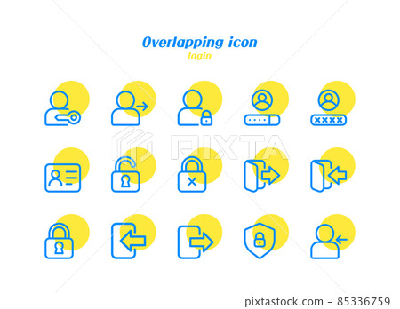 user connection status themed minimalistic blue line and yellow circle icon set 85336759