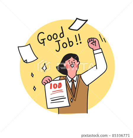 high school student cheering for perfect score in exam high school student cheering for perfect score in exam 85336771