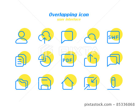 user interface themed minimalistic blue line and yellow circle icon set user interface themed minimalistic blue line and yellow circle icon set 85336868