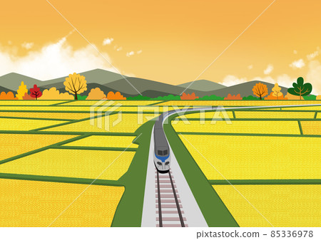 train on rural railway road, beautiful autumn scenery train on rural railway road, beautiful autumn scenery 85336978