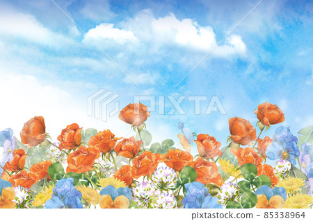 春天花田水彩畫風景 85338964