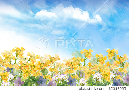 春天花田水彩畫風景 85338965
