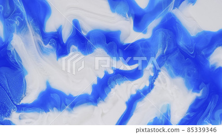 Blue streaks on a white background. Liquid abstractions. Abstract natural art. Blue streaks on a white background. Liquid abstractions. Abstract natural art. 85339346