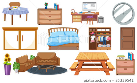 Set of interior furniture and decorations 85339541